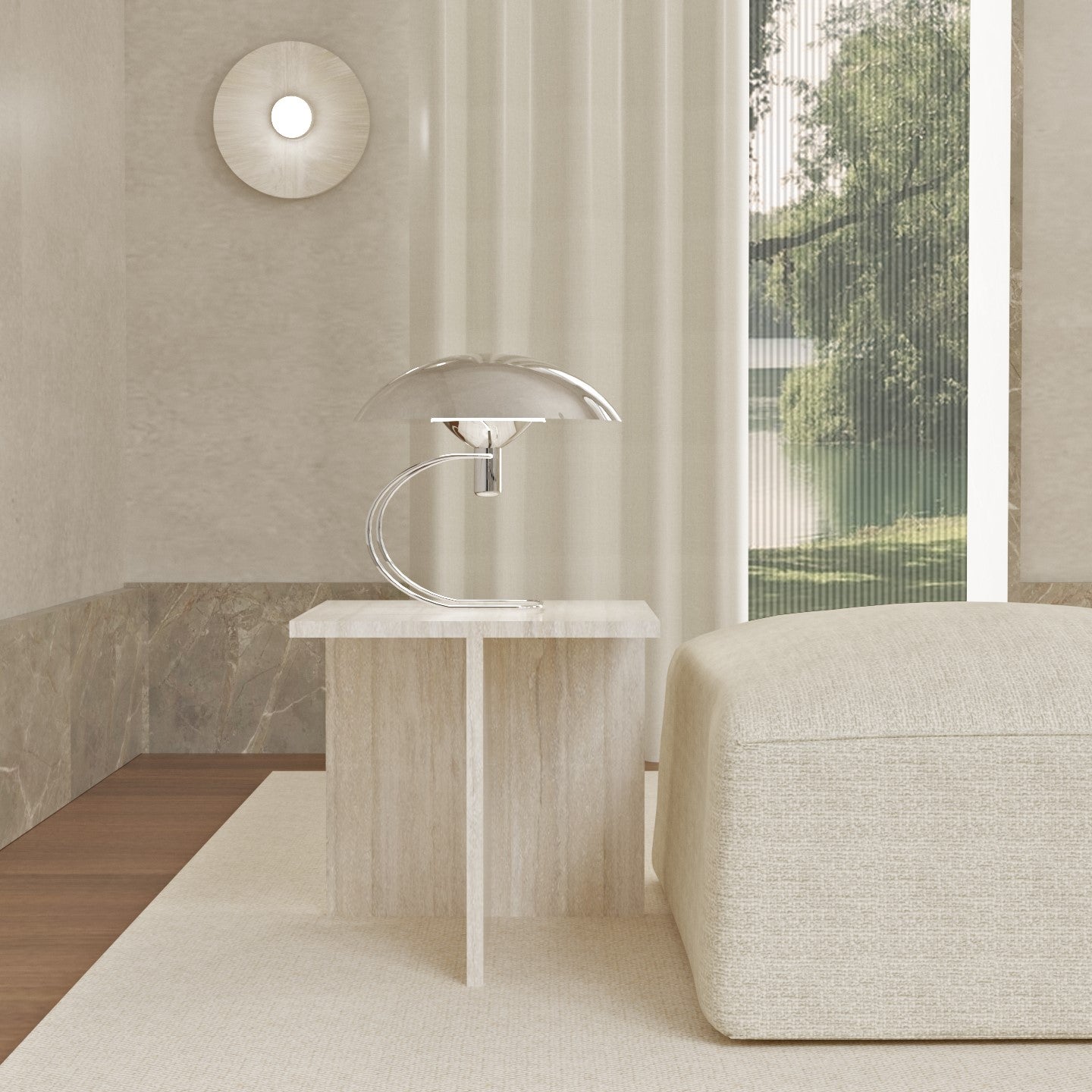 LINEA Side Table Travertino