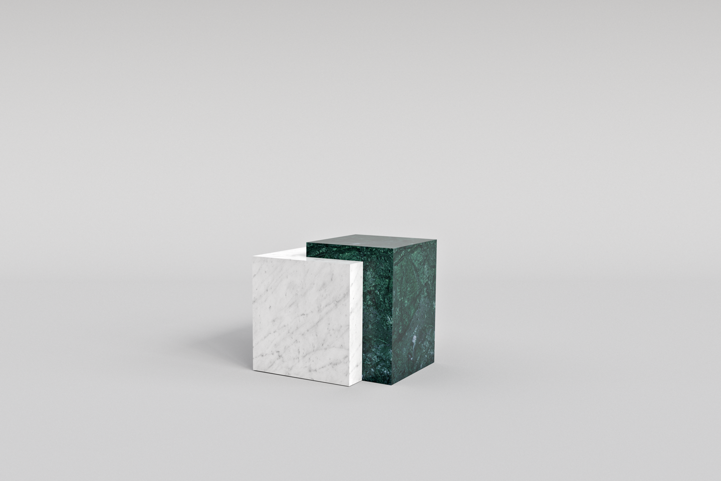 Bloc Side Table Verde Guatemala/Carrara Bianco