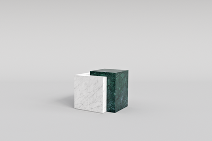 Bloc Side Table Verde Guatemala/Carrara Bianco