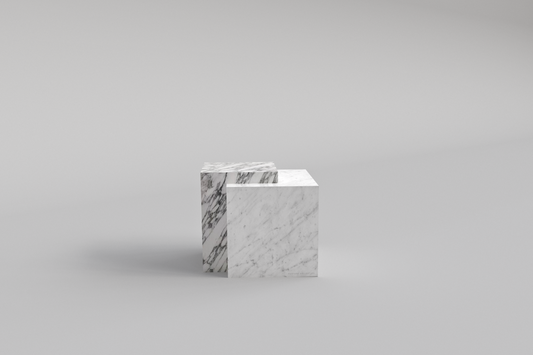 BLOC Side Table Arabescato/Carrara Bianco
