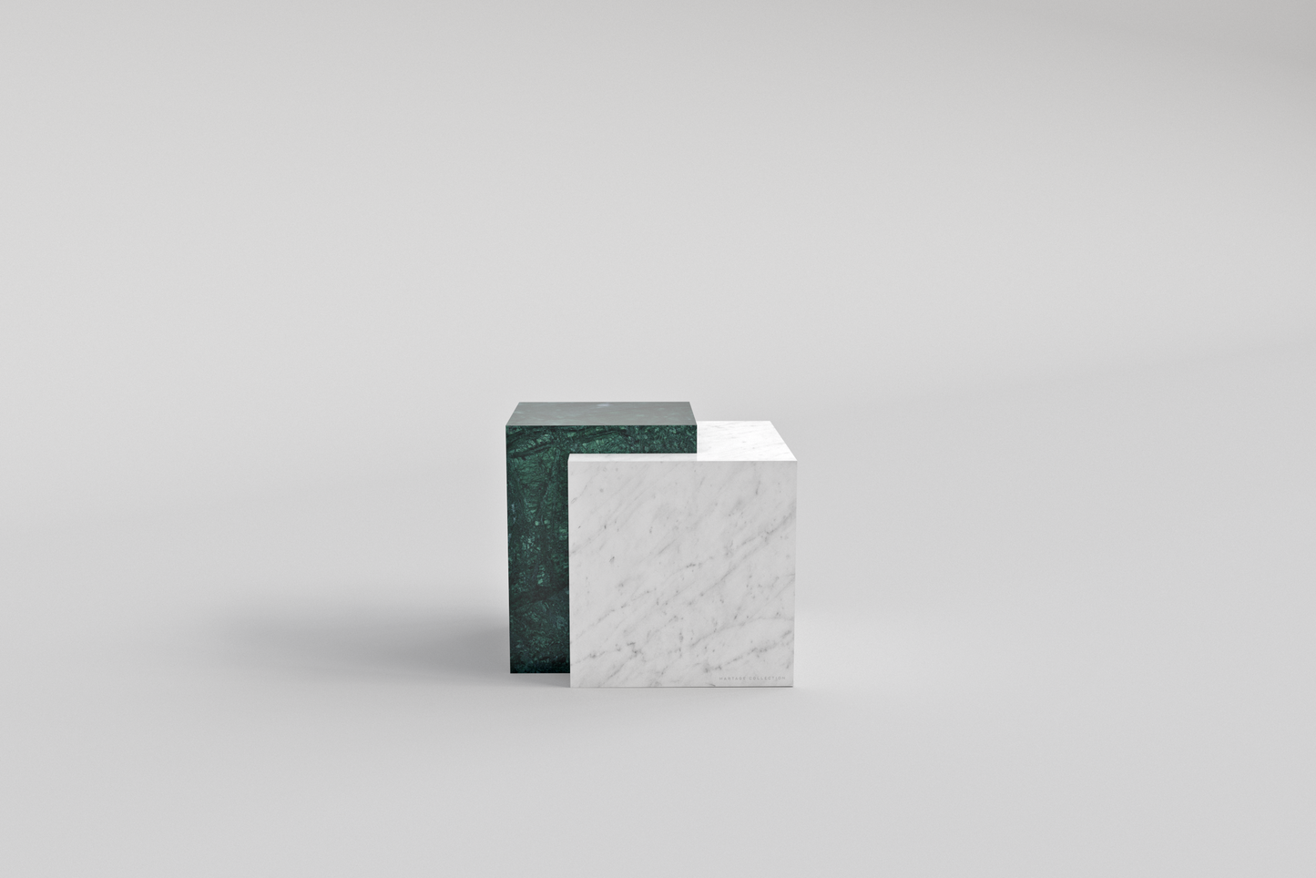Bloc Side Table Verde Guatemala/Carrara Bianco