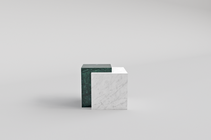 Bloc Side Table Verde Guatemala/Carrara Bianco